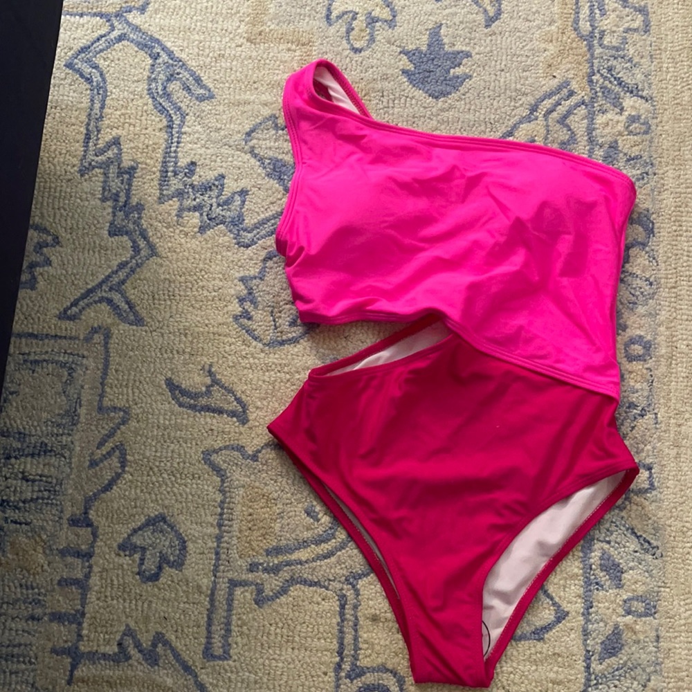 Hot Pink One Shoulder Bathing Suit
